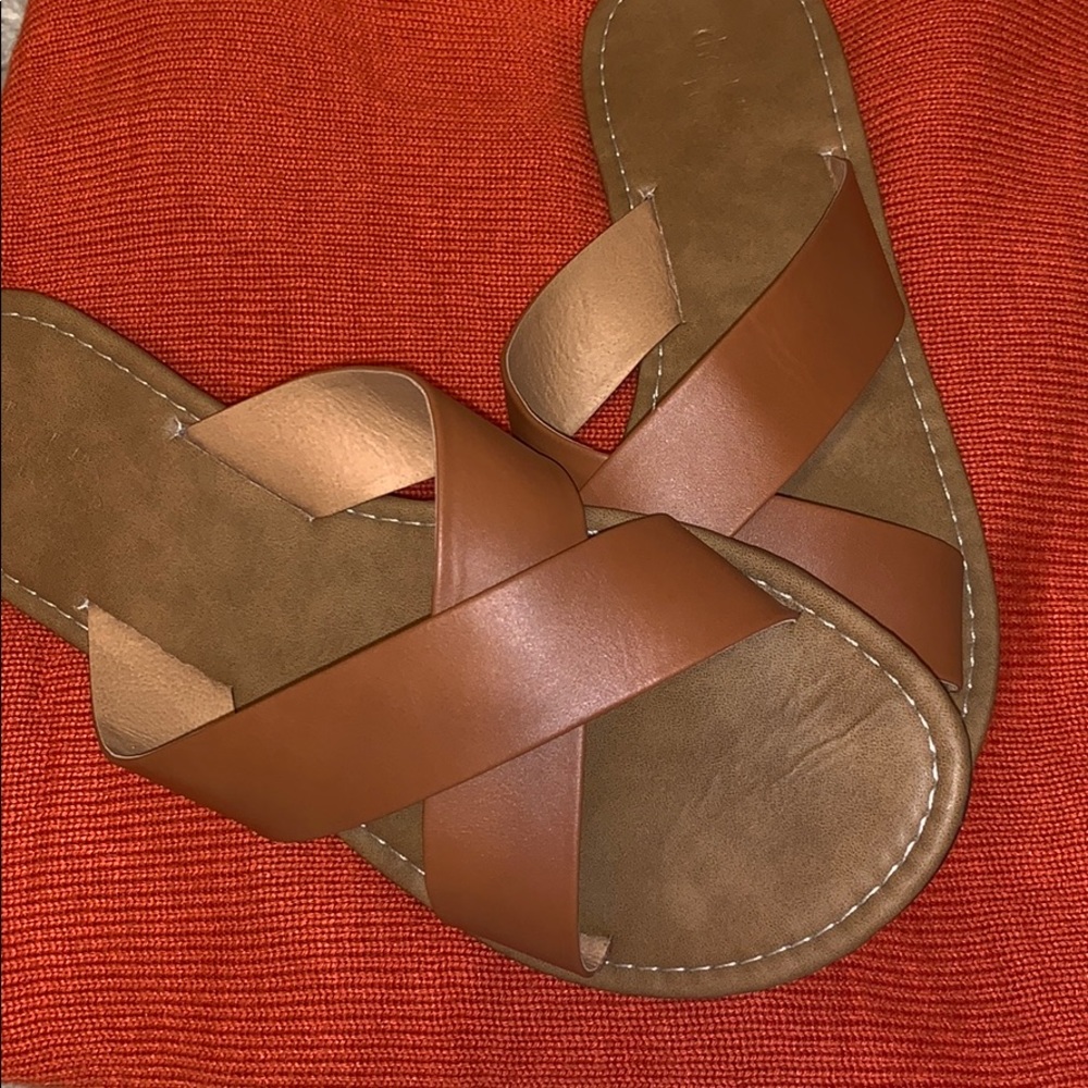 Brown crisscross sandals
